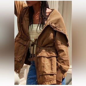 Free People Surplus Future Parka We The Free collar Defined Pockets Zip Olive
